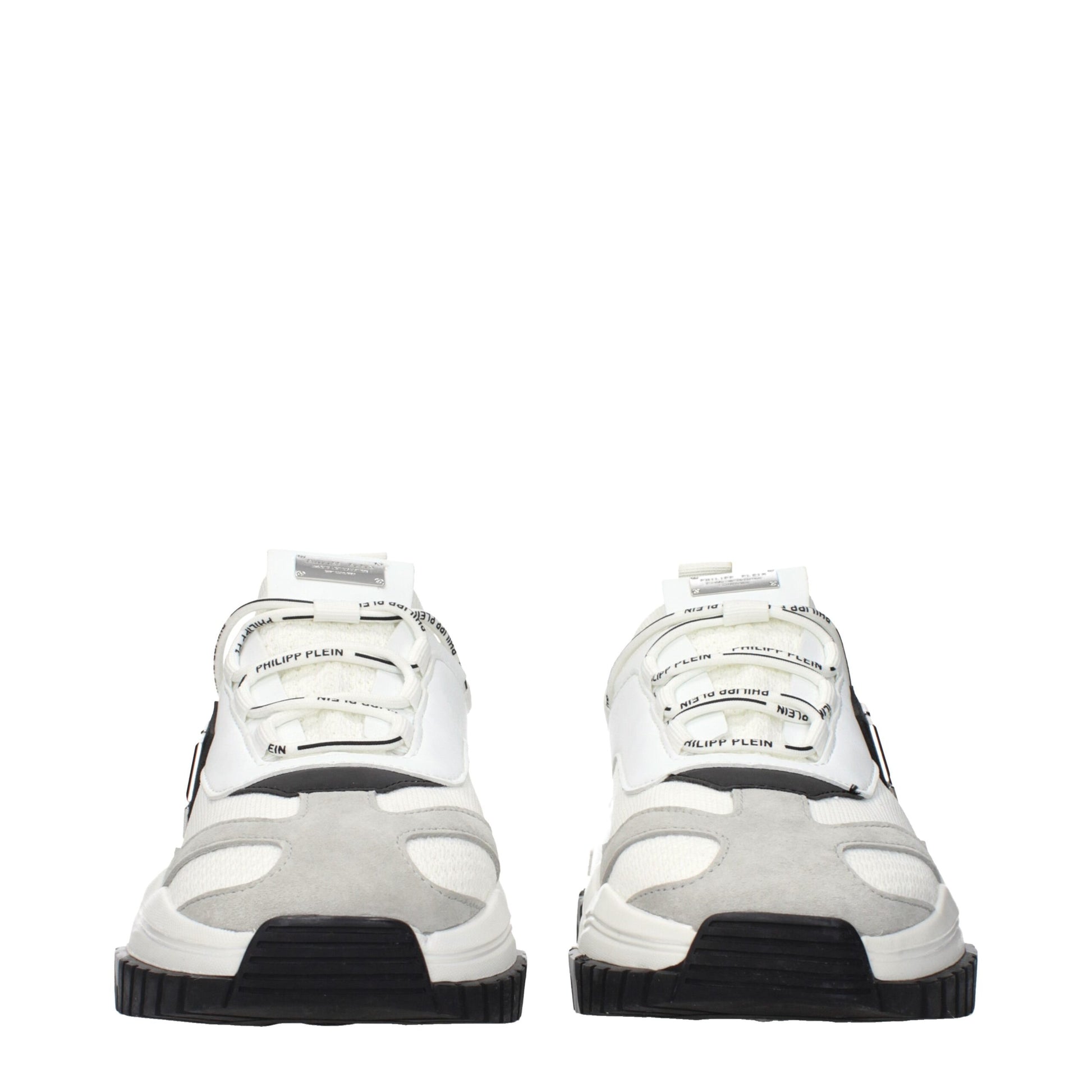White Fabric Chunky Sneakers