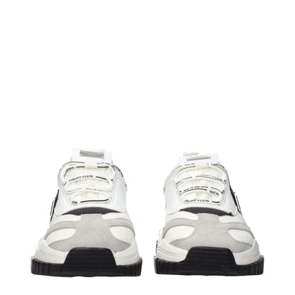 White Fabric Chunky Sneakers