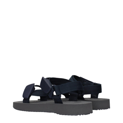 Blue Fabric Flat Sandals
