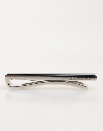 Silver Tone Brass Logo Branded Men Accessory Tie Clip Bar