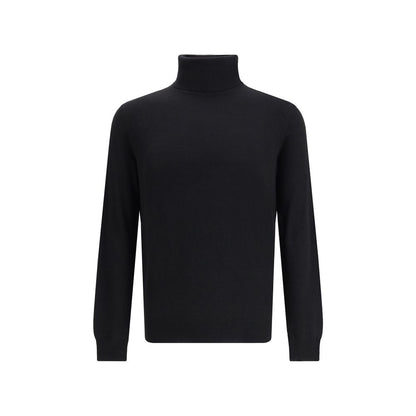 Black Merino Wool Turtleneck