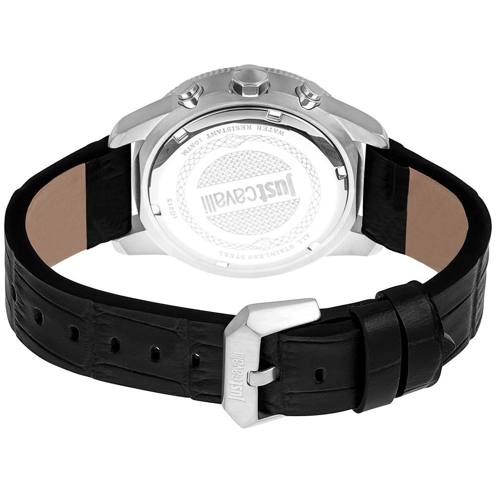 Black Leather Sport Watch