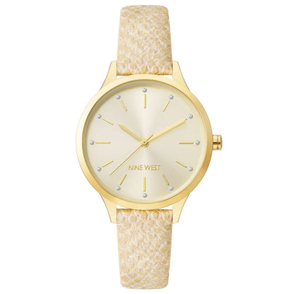 Beige Leather Dress Watch