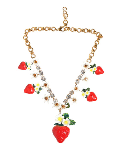 Gold Brass FRUIT Pendants Flowers Crystal Logo Necklace