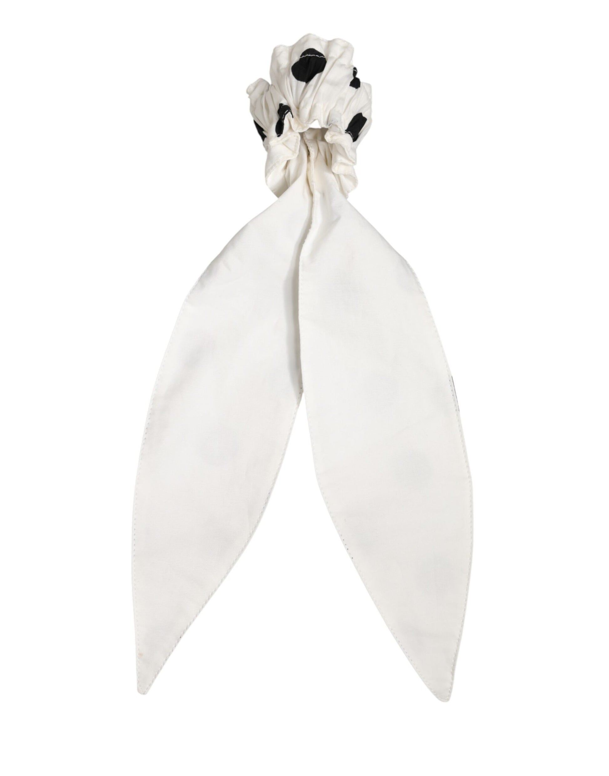 Scrunchie White Cotton Polka Dot Scarf Tie Accessory Hair