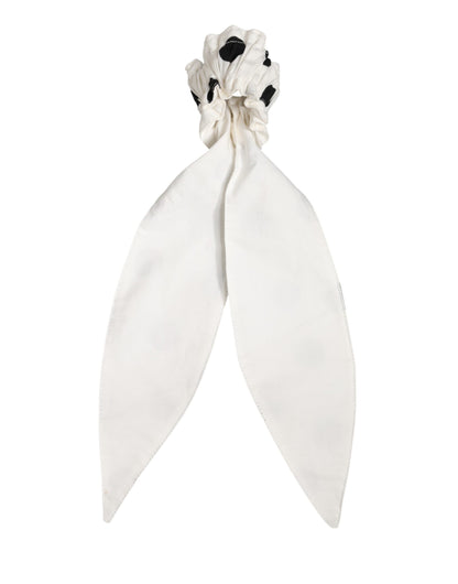 Scrunchie White Cotton Polka Dot Scarf Tie Accessory Hair