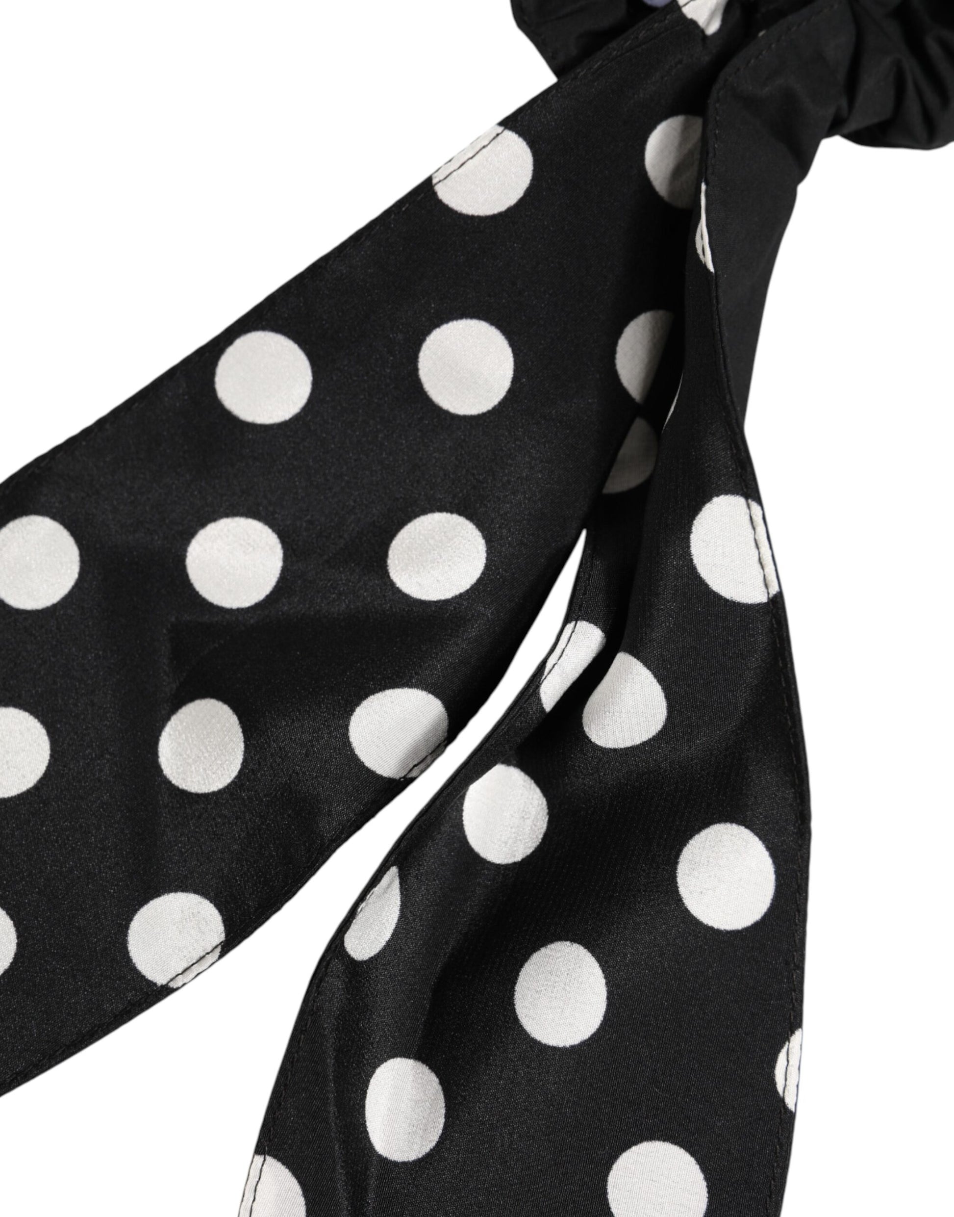 Black Cotton Polka Dot Scarf Tie Accessory Hair Scrunchie