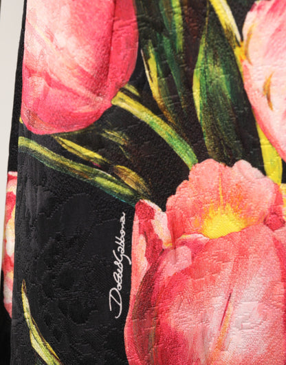 Black Floral Print Viscose A-line Mini  Dress