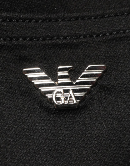 Black Mid Waist Cotton Stretch Skinny Denim Jeans