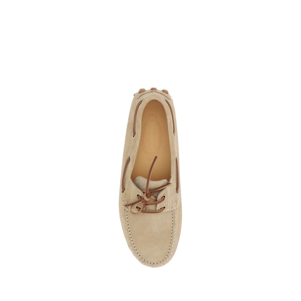 Beige Calf Leather Bos Taurus Slip-On Loafers