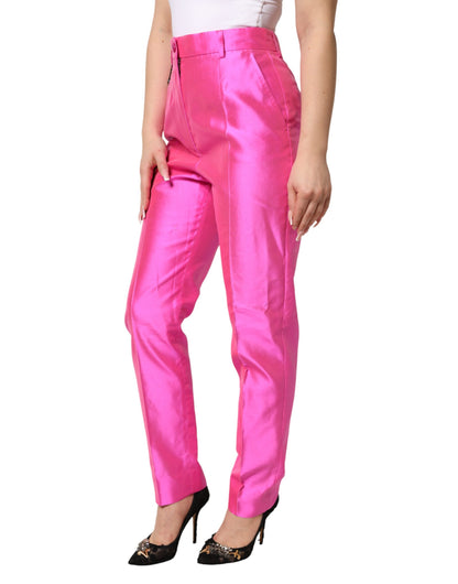 Pink Silk High Waist Dress Trousers Pants
