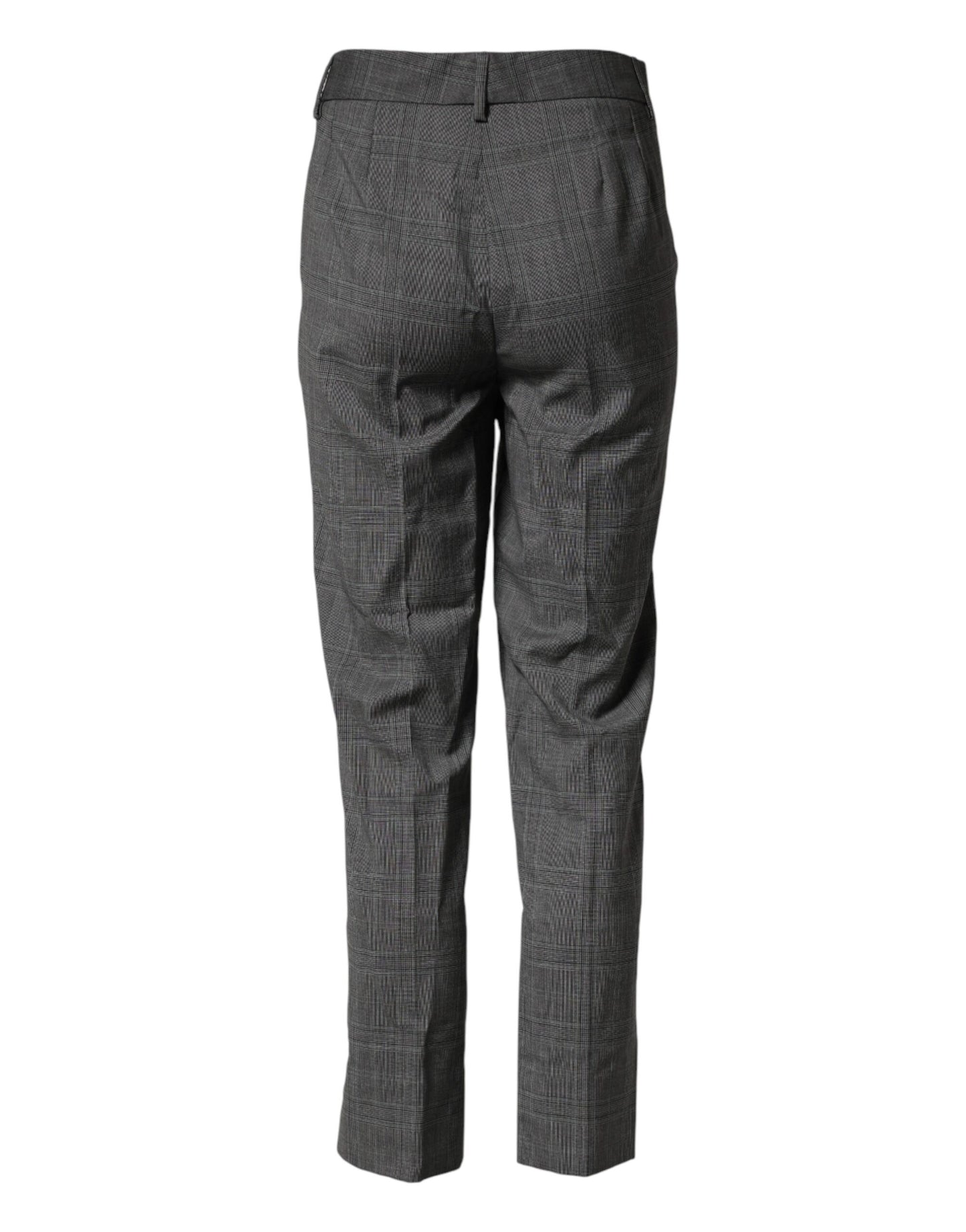 Dark Gray Check Tartan VirginWool Dress Pants