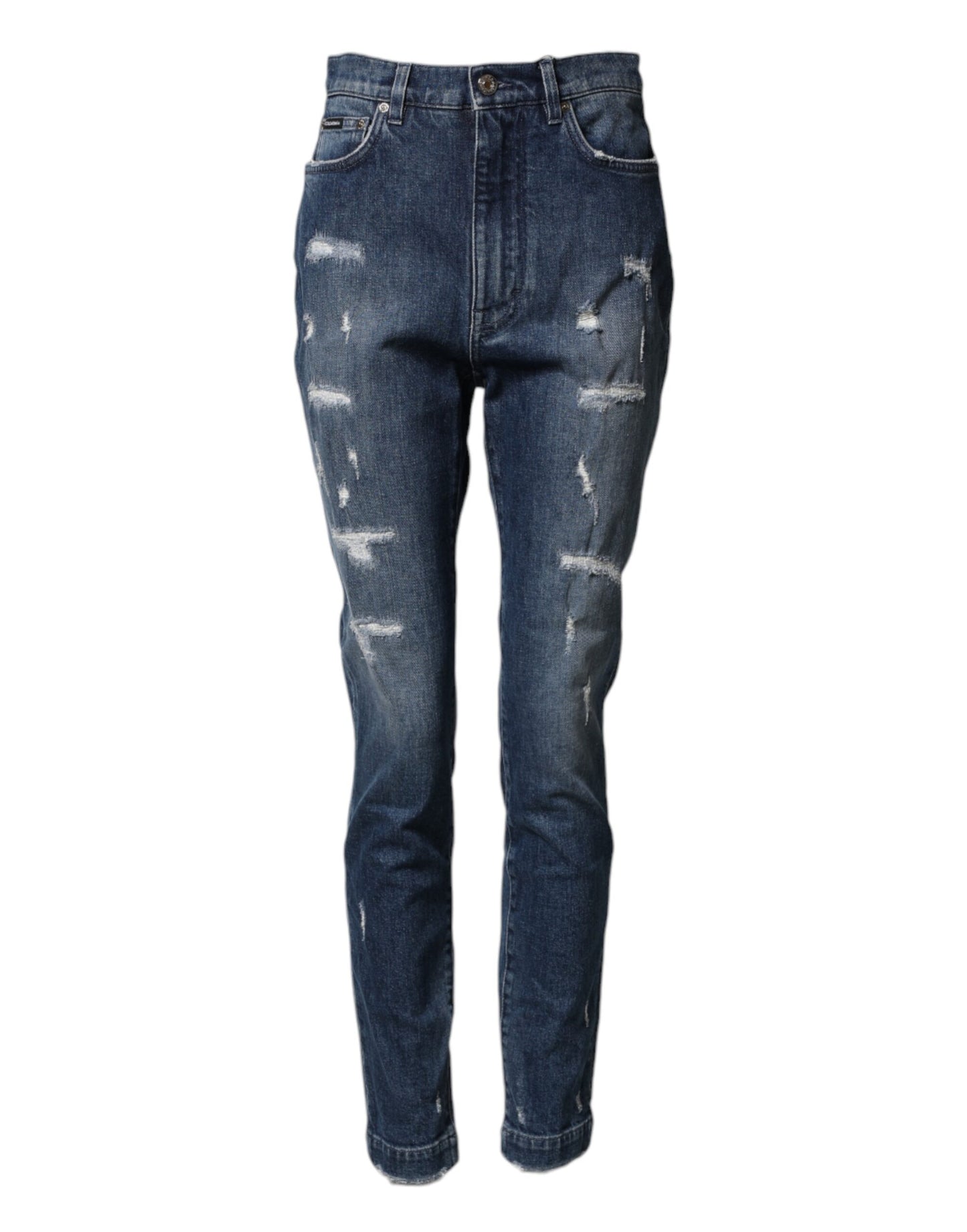 Blue Distressed Washed Logo GRACE Denim Jeans
