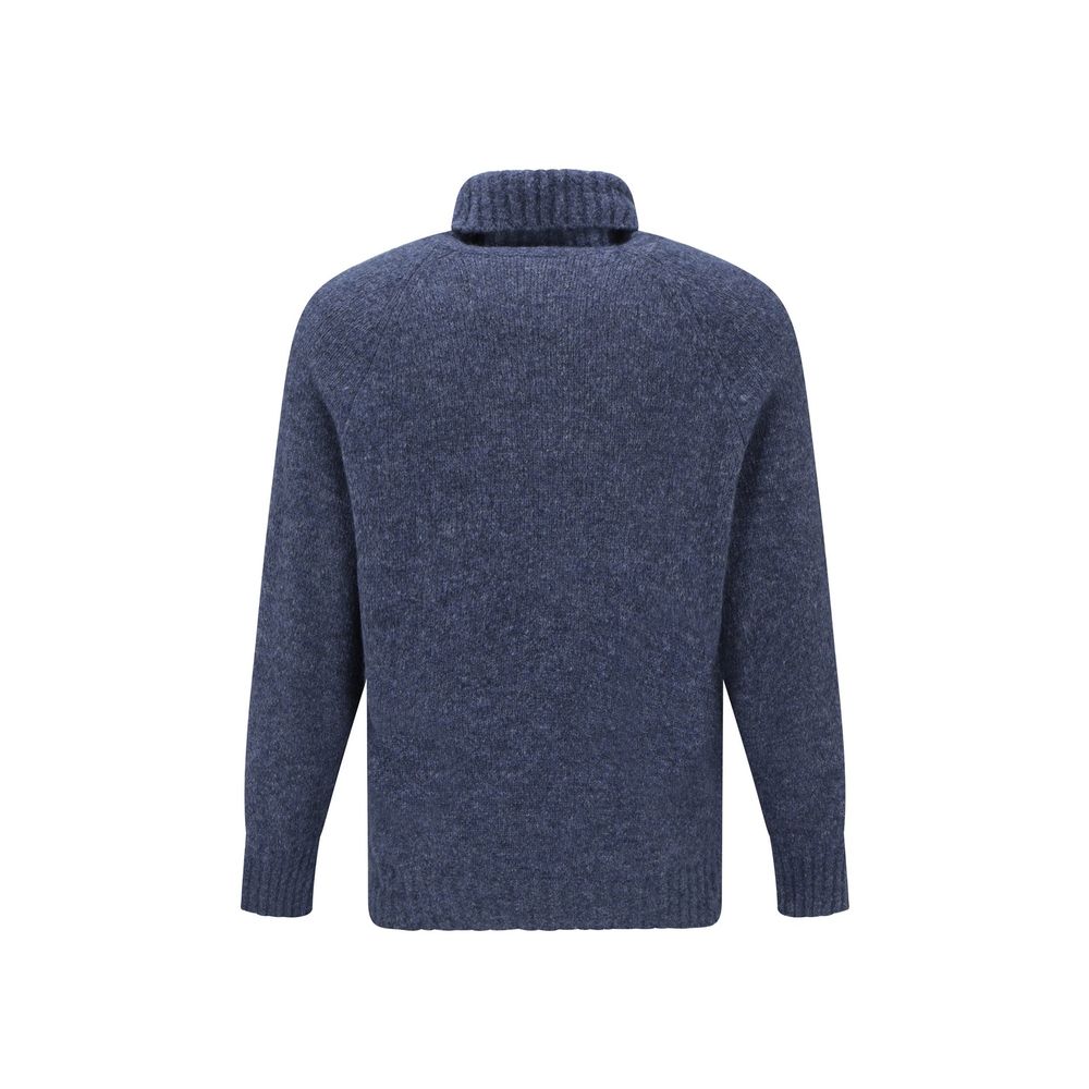 Blue Alpaca Leather Turtleneck