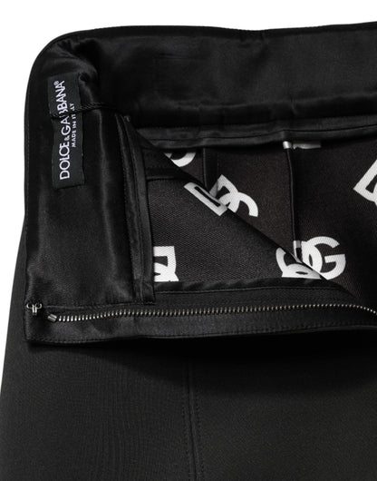 Black Nylon Pencil Cut High Waist Mini Skirt