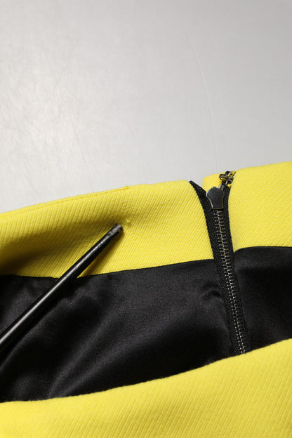 Yellow Wool Buttoned High Waist Mini Skirt