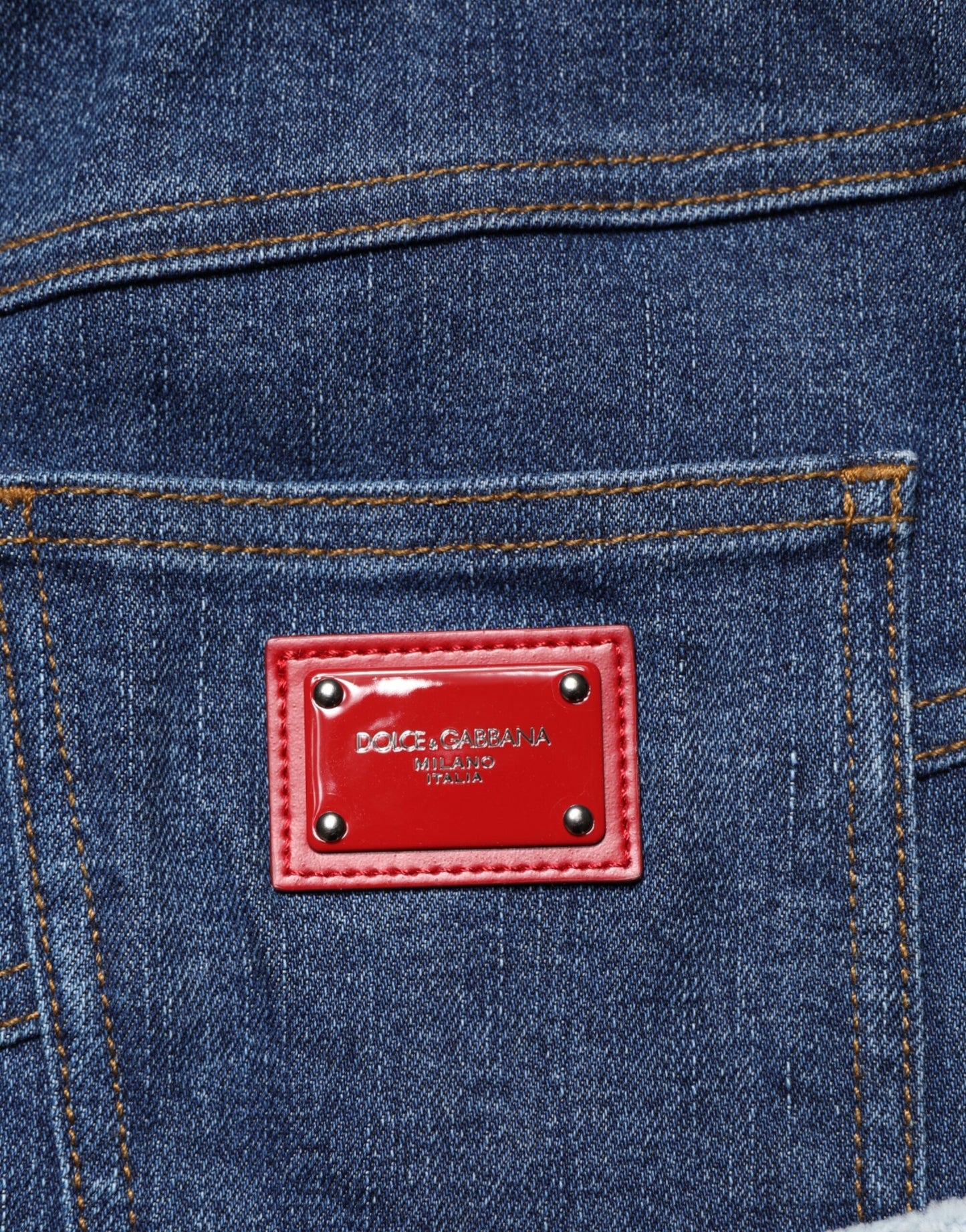 Blue Patchwork Layered Denim Midi Skirt