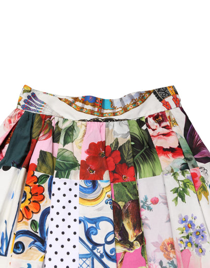 Multicolor Patchwork High Waist Midi Skirt