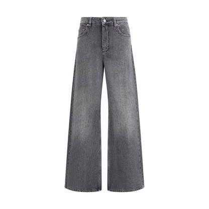 Gray Cotton Flared Jeans