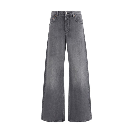 Gray Cotton Flared Jeans