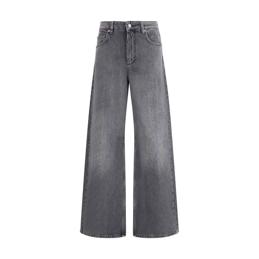 Gray Cotton Flared Jeans