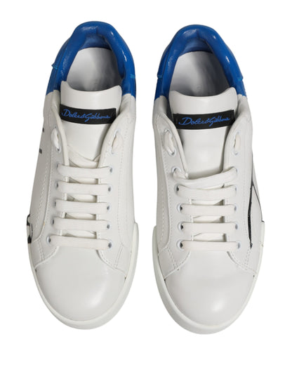 White Blue Portofino Low Top Sneakers Shoes
