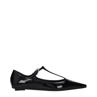 Black Leather Ballet Flats