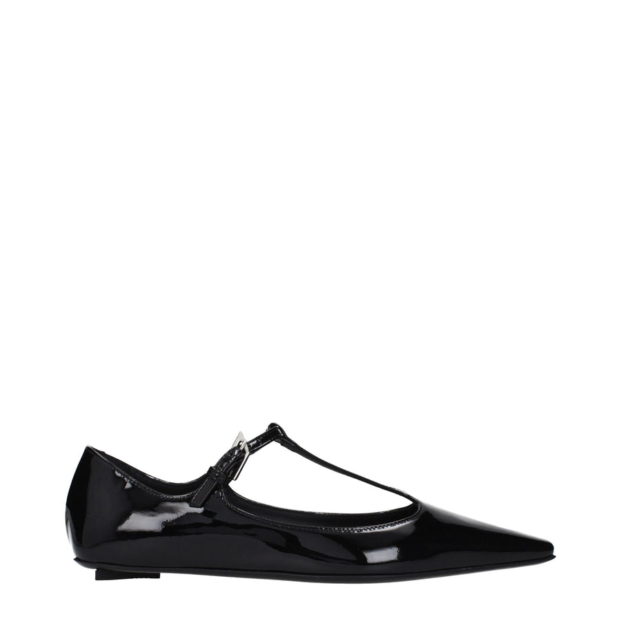 Black Leather Ballet Flats