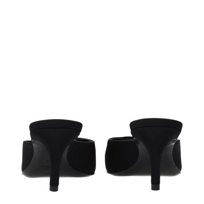 Black Fabric Flat Sandals