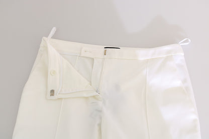 White Low Waist Cropped Skinny Trouser Pants