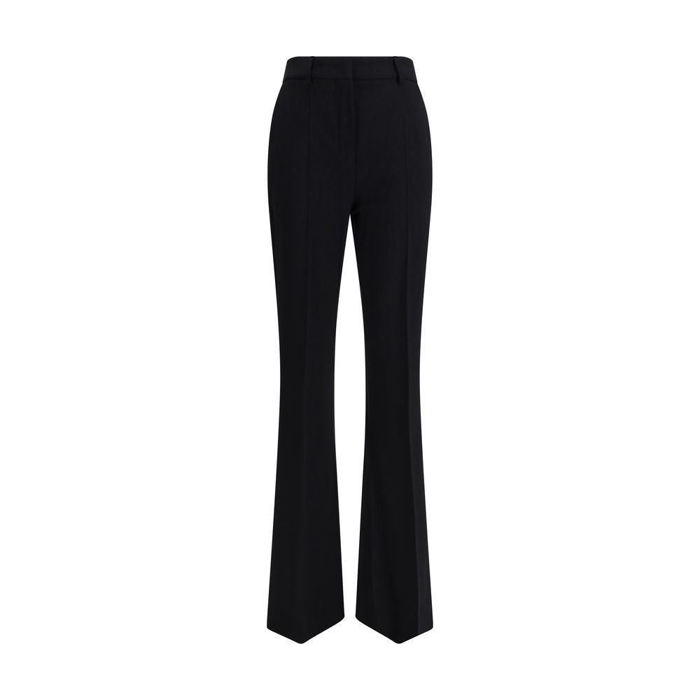 Black Fleece Wool Flared Pants