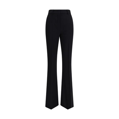 Black Fleece Wool Flared Pants