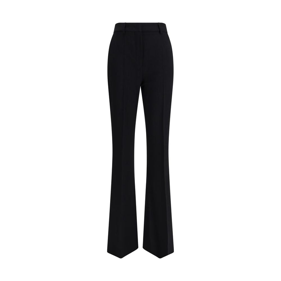 Black Fleece Wool Flared Pants