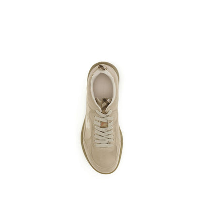 Beige Calf Leather Bos Taurus Athletic Sneakers