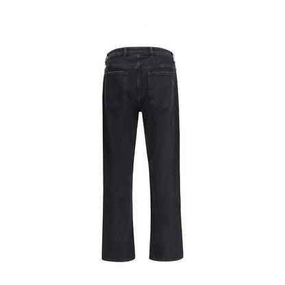 Black Cotton Straight-Leg Jeans