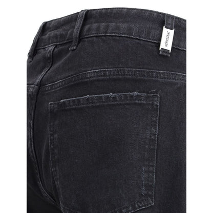 Black Cotton Straight-Leg Jeans