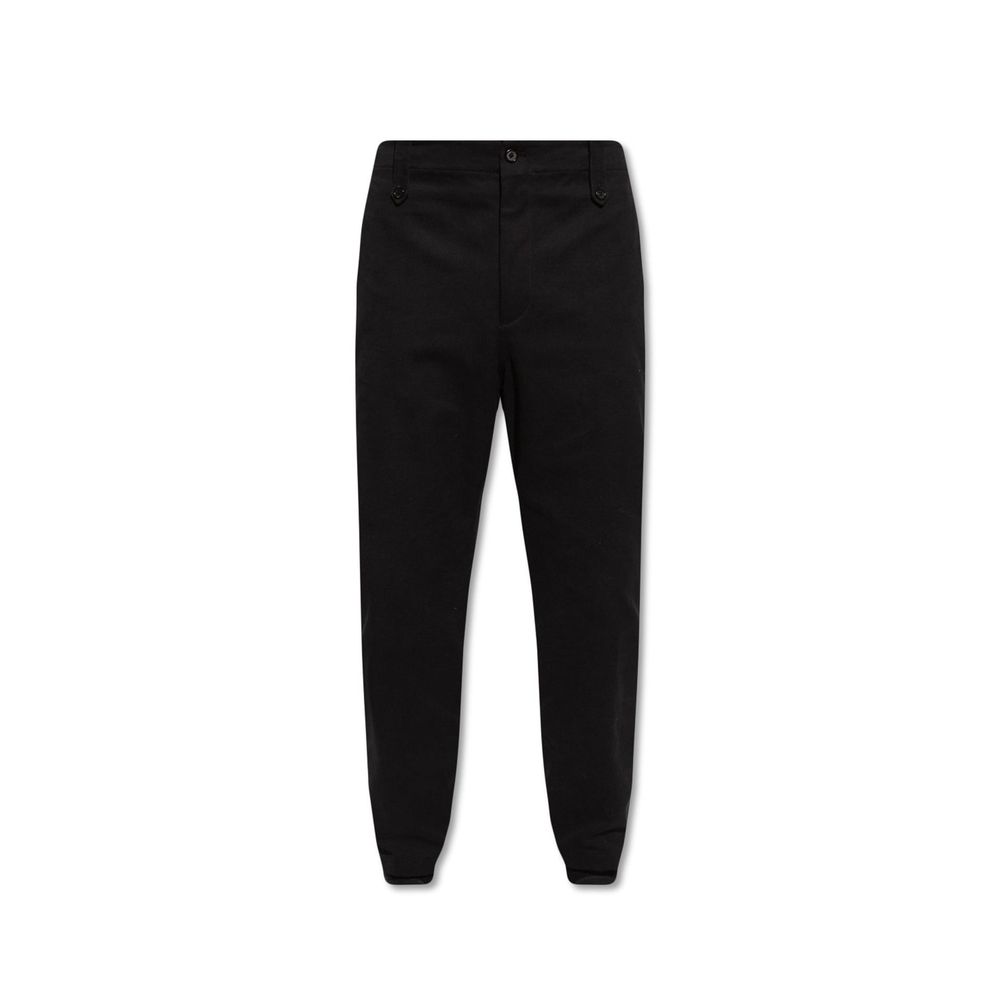 Black Cotton Casual Pants