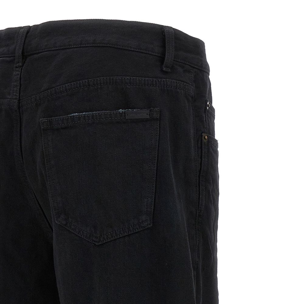 Black Cotton Relaxed Fit Jeans