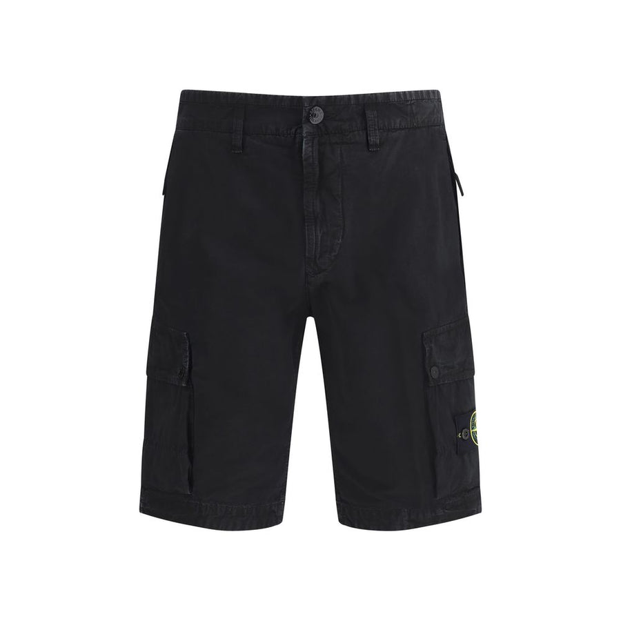 Black Cotton Bermuda Shorts