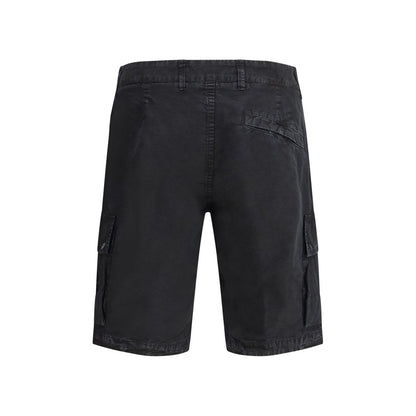 Black Cotton Bermuda Shorts