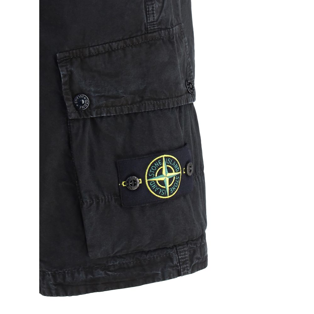 Black Cotton Bermuda Shorts