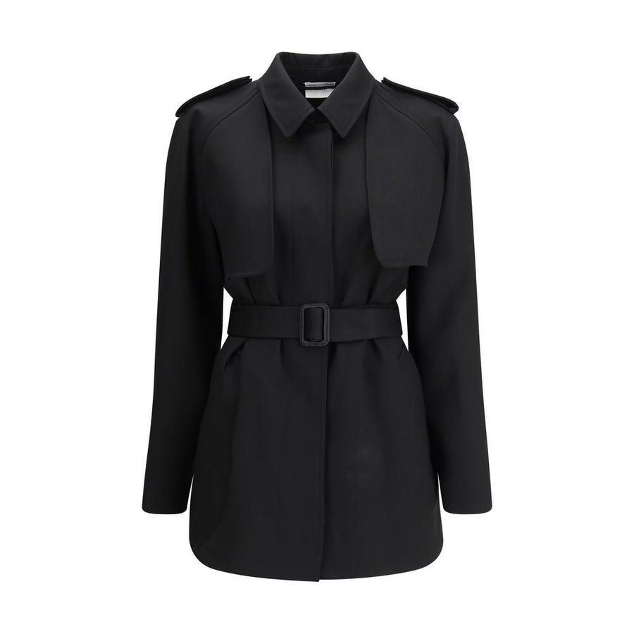 Black Fleece Wool Trench Coat