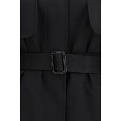 Black Fleece Wool Trench Coat