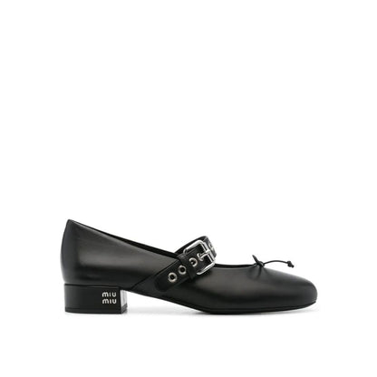 Black Calfskin Mid Heel Pumps