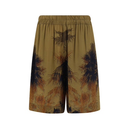 Brown Viscose Bermuda Shorts