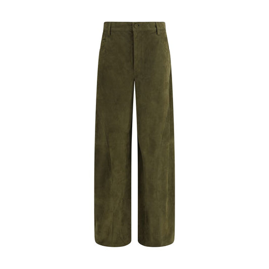 Green Calf Leather Bos Taurus Casual Pants