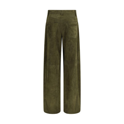 Green Calf Leather Bos Taurus Casual Pants