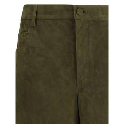 Green Calf Leather Bos Taurus Casual Pants