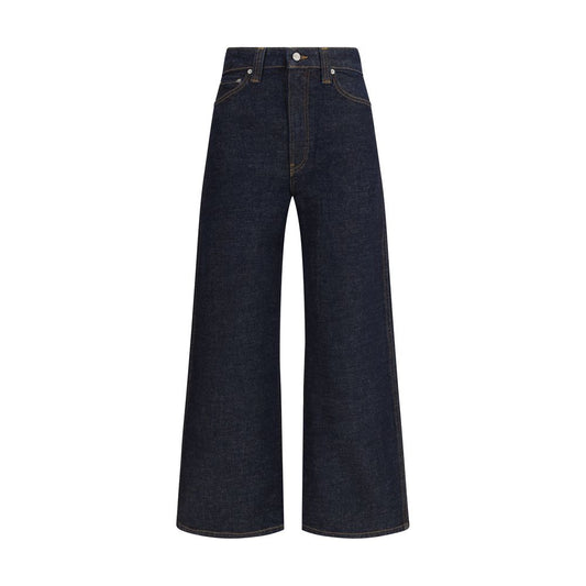 Blue Cotton Straight-Leg Jeans