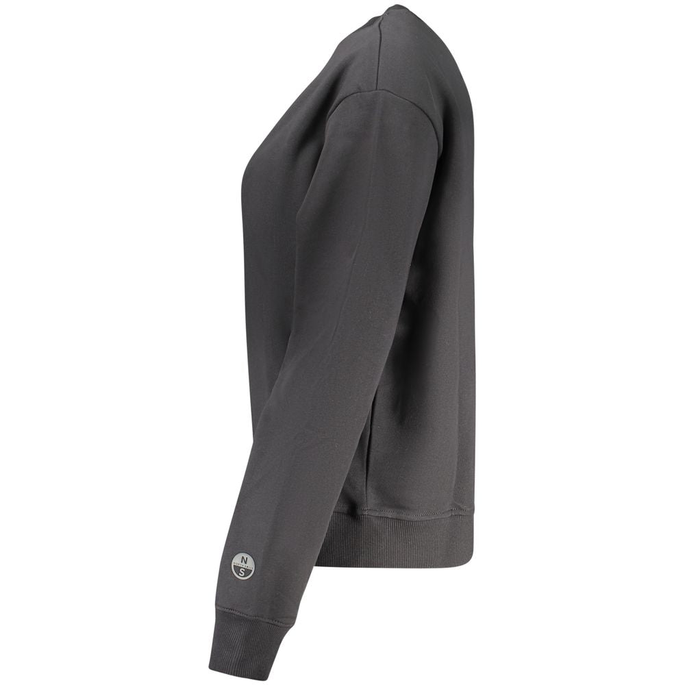 Black Cotton Women Sweatshirt